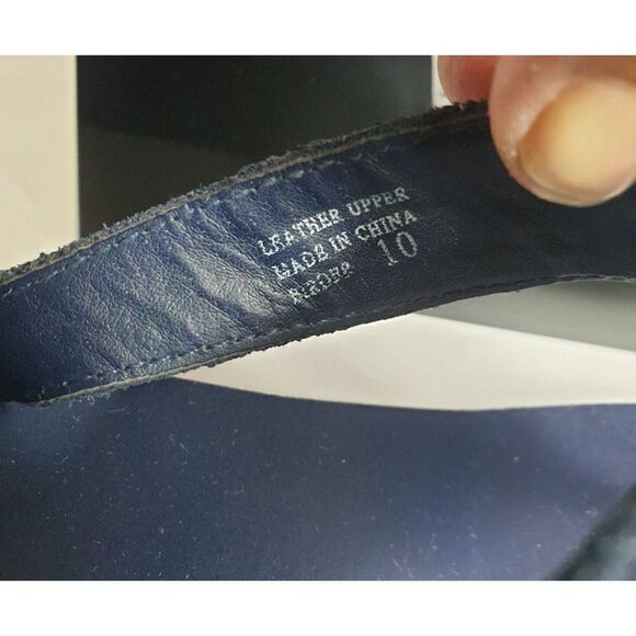 Yellow Box Women's Silver Embellished Blue Leather Slides Sandals size 10 - Picture 6 of 7